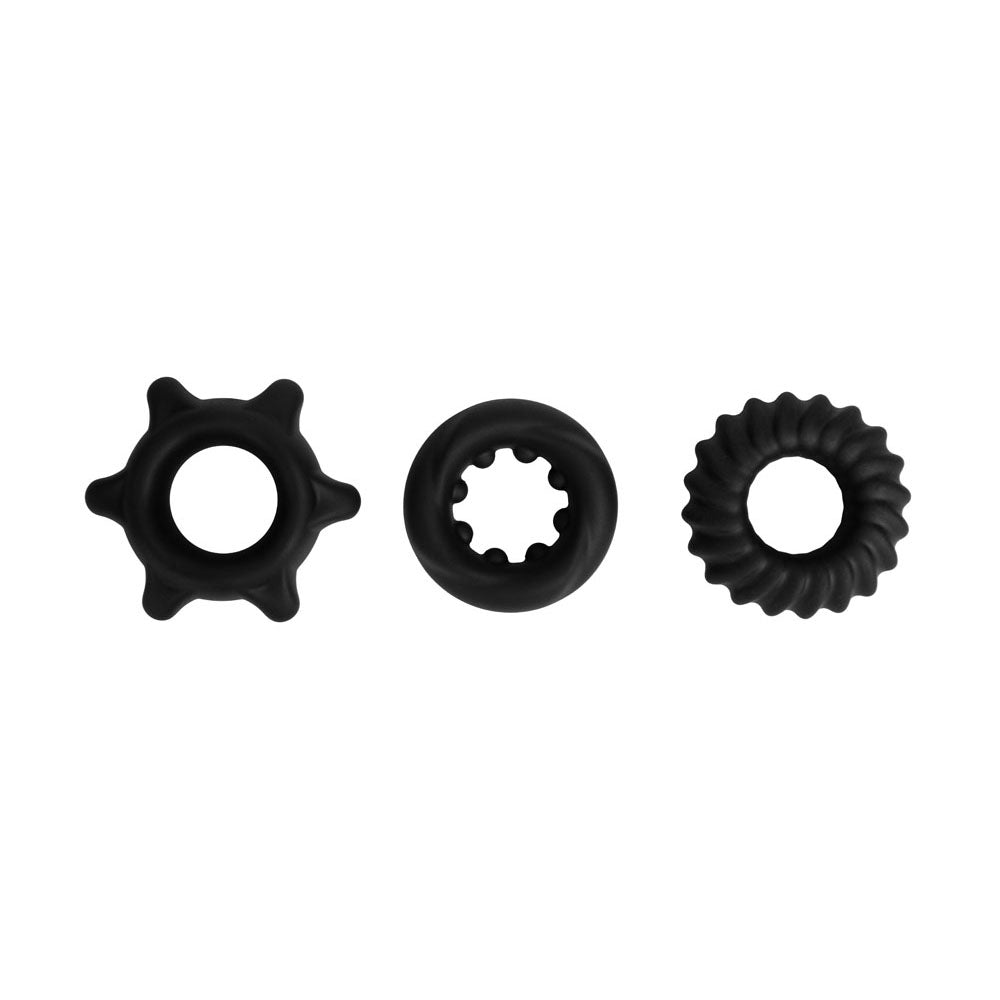 Maia MANZO - Body-Safe Silicone Cock Rings Set of 3 - Versatile Black Design (Enhances Pleasure, Unisex)