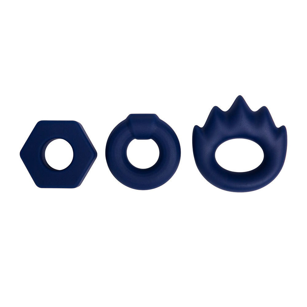 Maia LONZO - Body-Safe Silicone Cock Ring Set (3 Pieces, Vibrant Blue) - Perfect for Enhanced Pleasure and Wellness