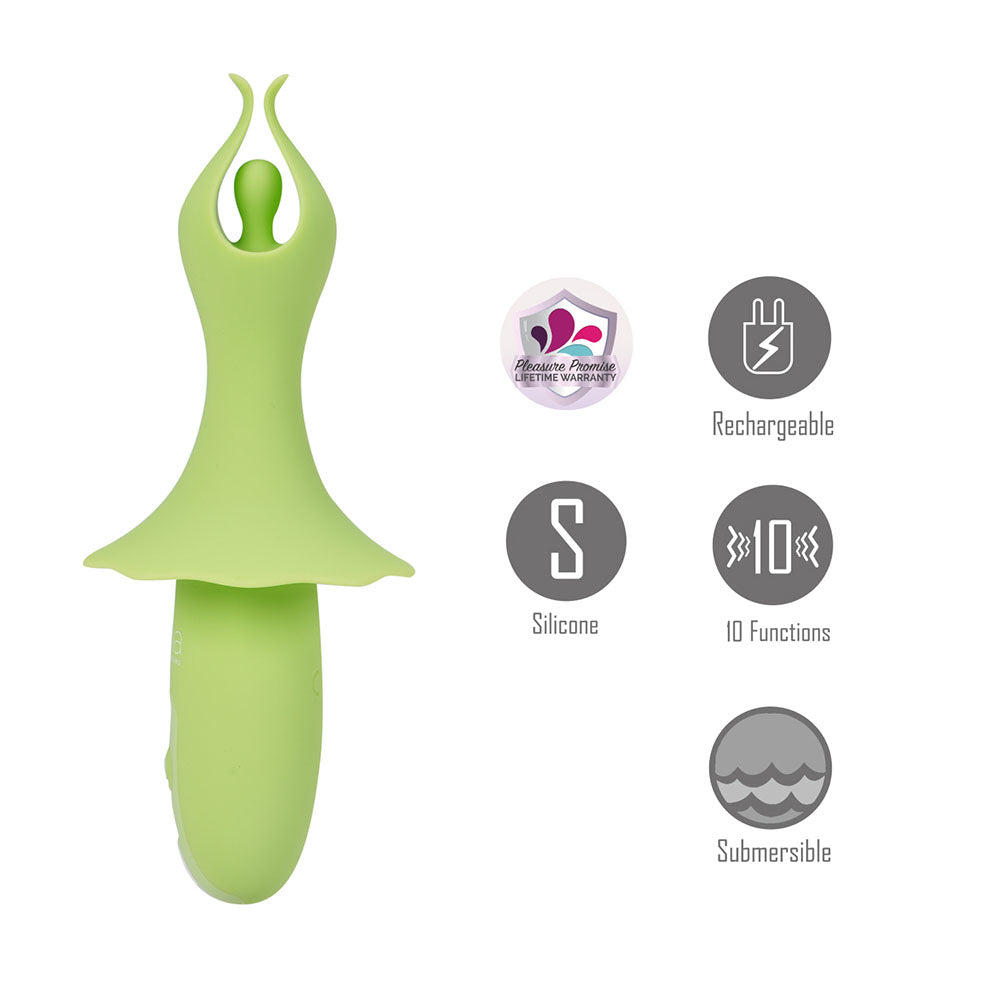Maia SIENNA - Green - 15.2 cm USB Rechargeable Fluttering Bullet for Body-Safe Pleasure