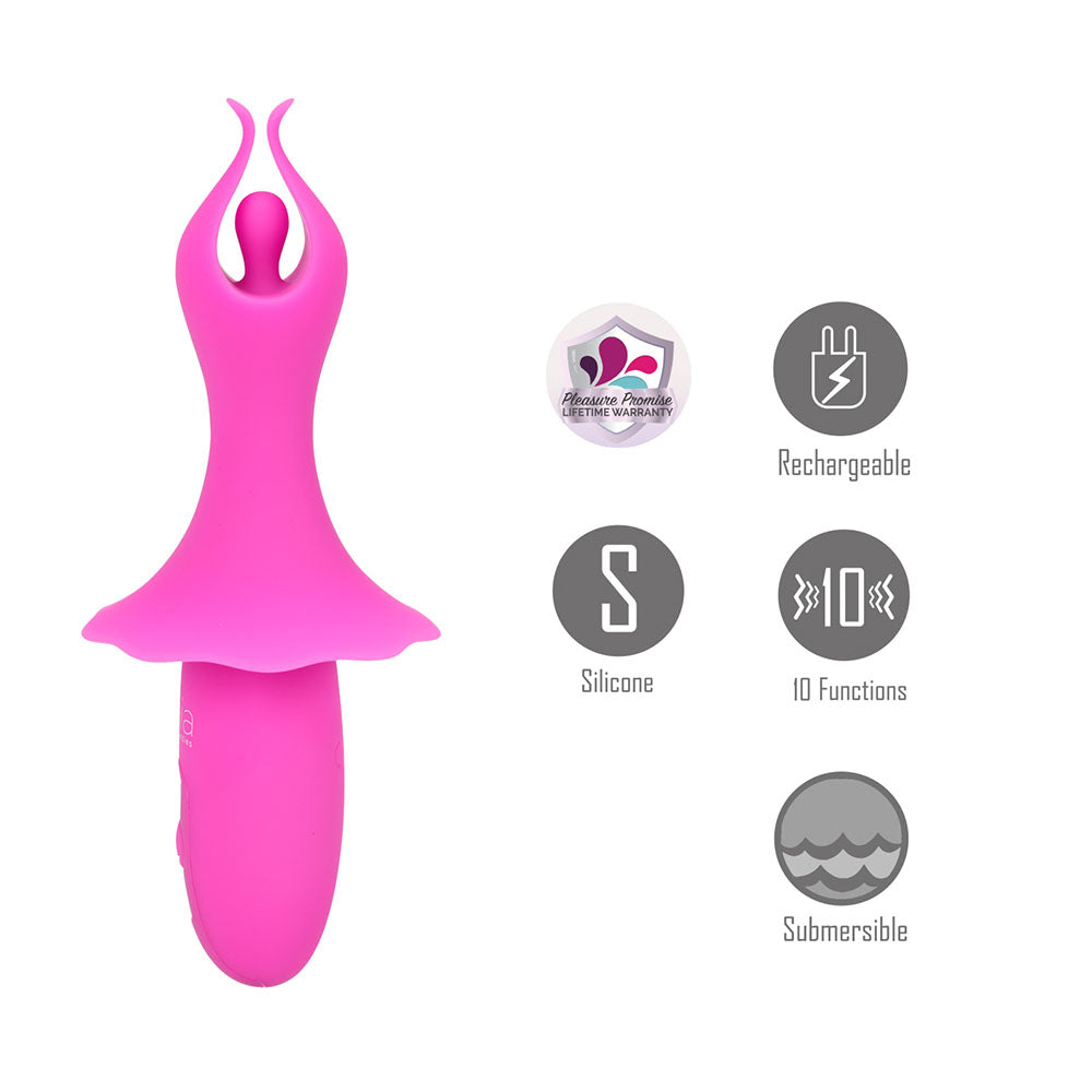 Maia SIENNA - USB Rechargeable Fluttering Bullet Vibrator – 15.2 cm – Gender-Neutral Pink Wellness Toy