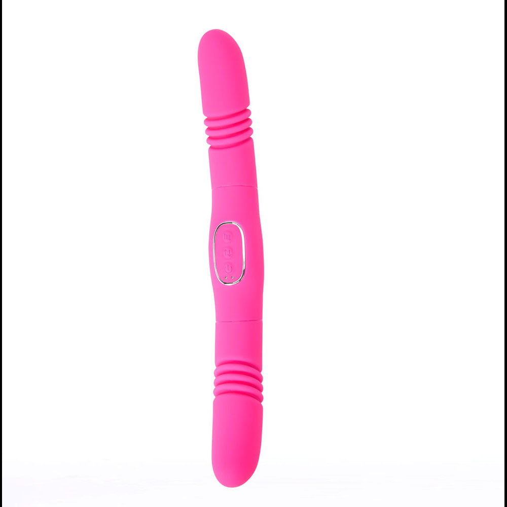 Maia ZENA - Dual Thrusting Double-Ended Vibrator - 35.5 cm - USB Rechargeable - Gender-Neutral Pink
