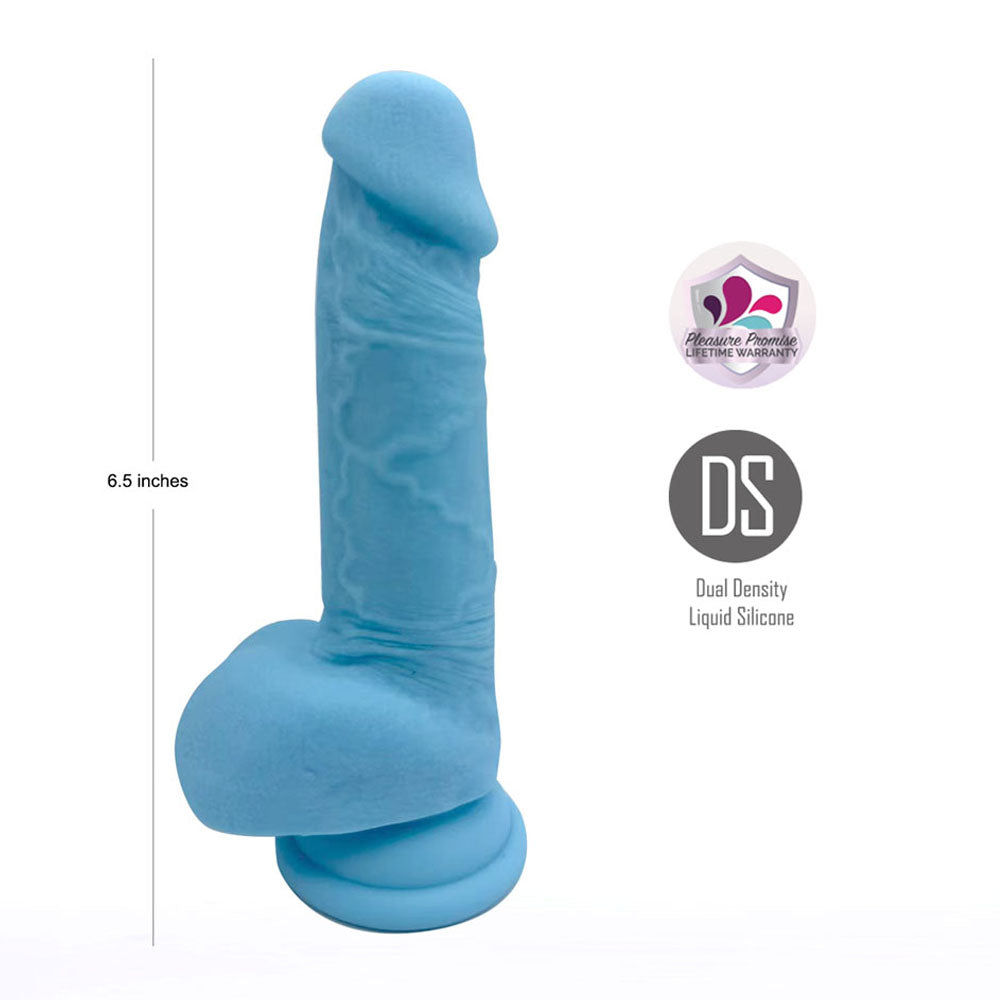 Maia DECLAN - Dual Density Silicone Dong - 16.5 cm - Gender-Neutral Blue
