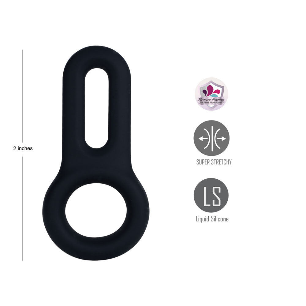 Maia GAVIN - Body-Safe Black Cock and Balls Ring for Enhanced Pleasure (Adjustable, 100% Silicone)