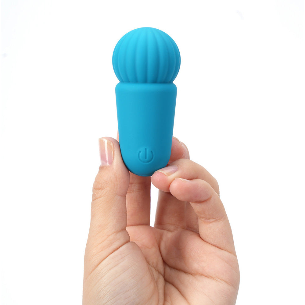 Maia Mini Vibrating Wand – USB Rechargeable Body-Safe Silicone Massager in Blue