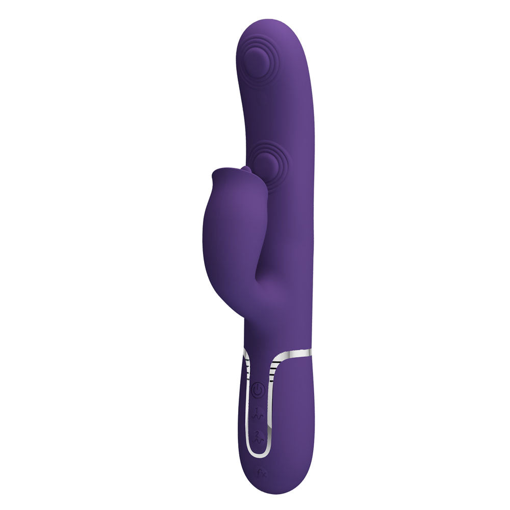 Party Up ALAN Dual Motor Vibrator - Purple - 22.8 cm USB Rechargeable with Licking Clitoral Stimulator and Thumping Shaft for Enhanced Pleasure