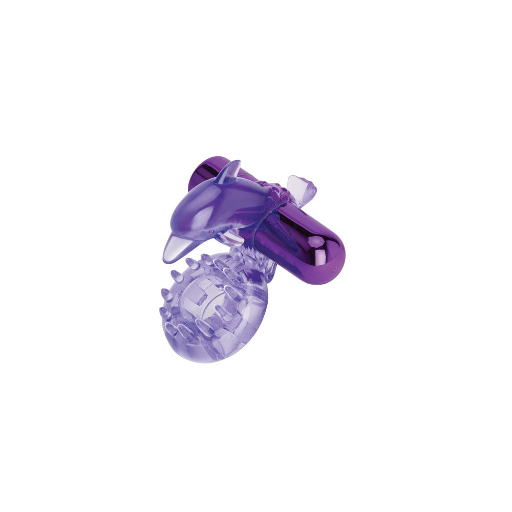 Bodywand Rechargeable Dolphin Ring with Clitoral Stimulators – Vibrant Purple (USB Rechargeable, Enhanced Pleasure)