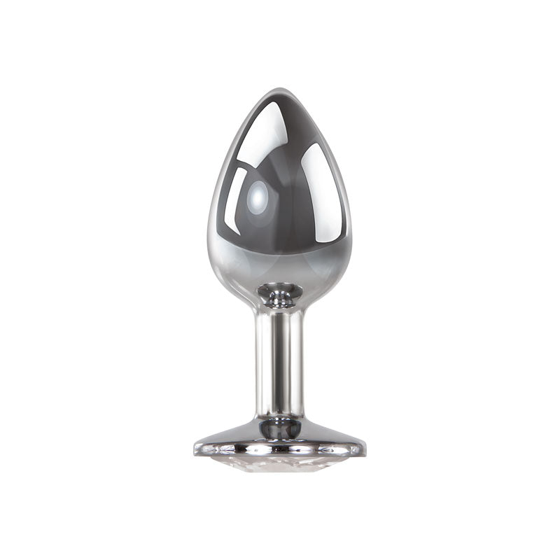 Adam & Eve Anal Toy – Small, Clear Gem – Metallic – 7.1 cm