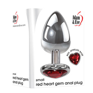 Adam & Eve red heart gem small metal butt plug