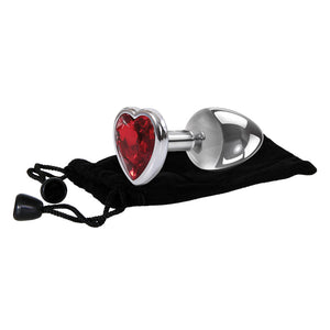 Adam & Eve red heart gem small metal butt plug – image 4
