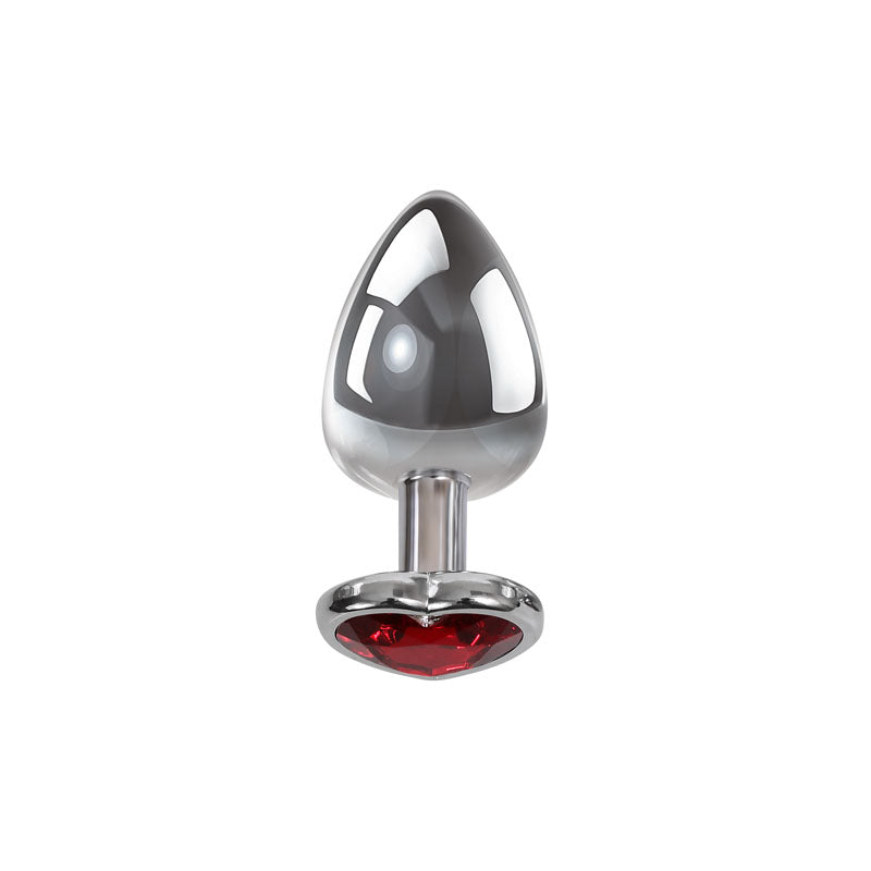 Adam & Eve Anal Plug – Heart Gem Base – Metallic – Red – Large