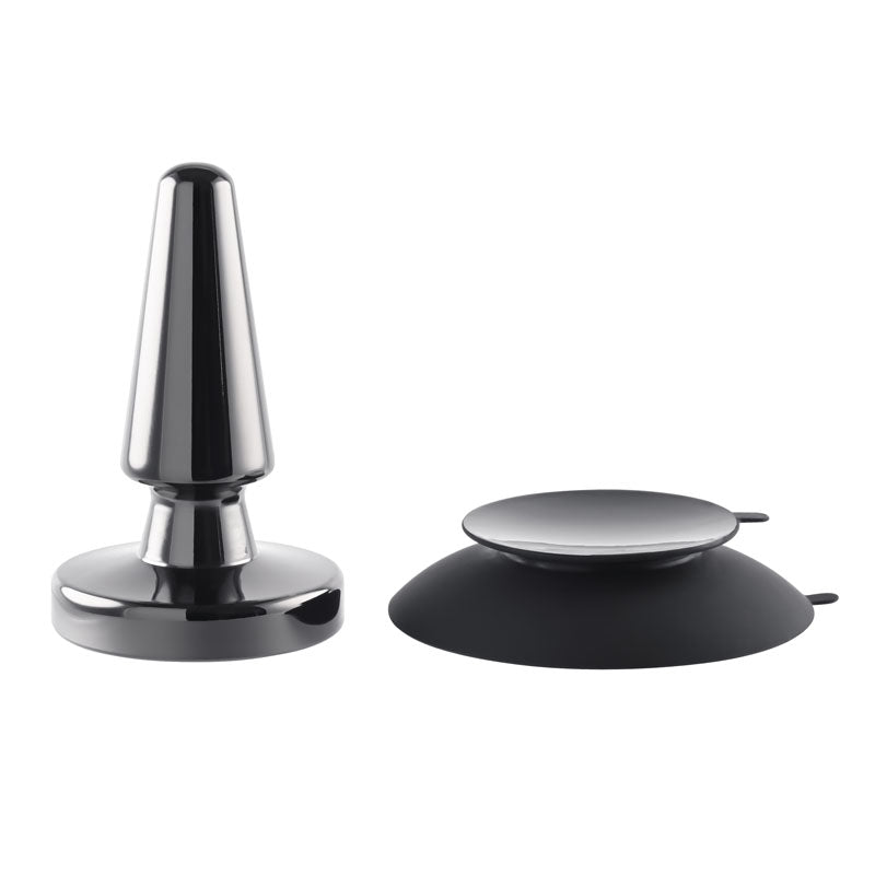 Evolved Beginner-Friendly Metal Vibrating Butt Plug – Black Chrome (11.2 cm, USB Rechargeable)