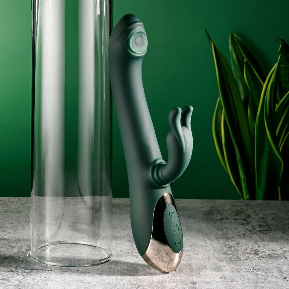 Evolved RABBIT TAP TAP - Green 25 cm USB Rechargeable Rabbit Vibrator with Tapping Tip for Enhanced Pleasure