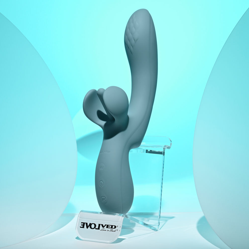 Evolved TAKE YOUR FLICK - Grey 24.1 cm USB Rechargeable Vibrator with Flicking Clitoral Stimulator for Enhanced Pleasure