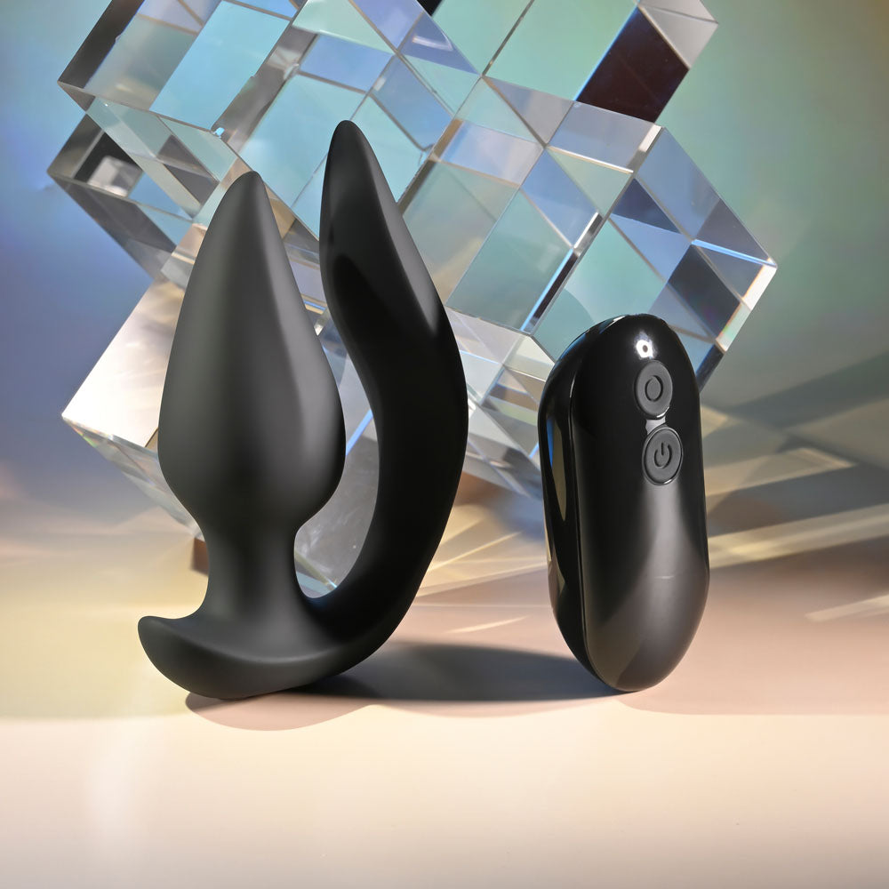 Evolved The Genie - Black 11.2 cm USB Rechargeable Vibrating Plug with Wireless Remote Control for Wellness and Pleasure