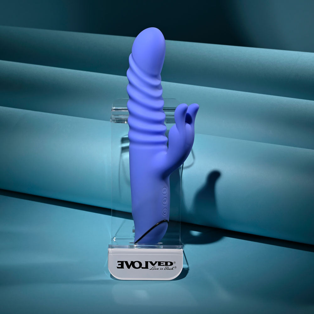 Evolved USB Rechargeable Rabbit Vibrator – Body-Safe Silicone – Purple – 22.9 cm
