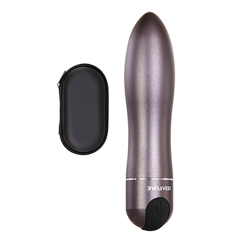 Evolved Travel-Gasm - Gray 9 cm USB Rechargeable Bullet Vibrator with Travel Case for On-the-Go Pleasure