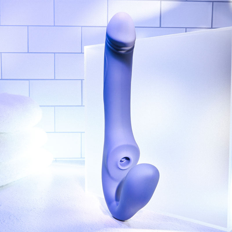 Evolved USB Rechargeable Strap-On – Body-Safe Silicone – Purple – 23.5 cm