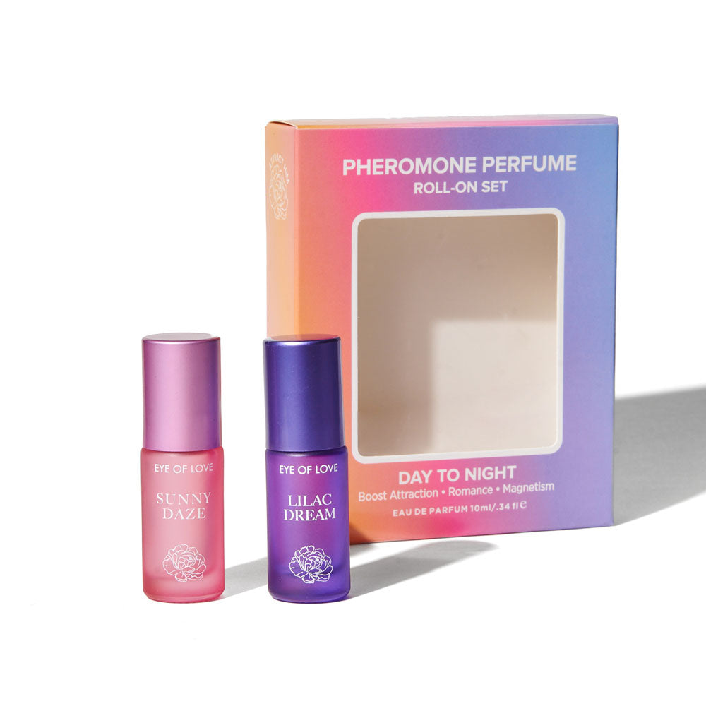 Eye Of Love Love In Bloom Pheromone Perfume Roll-On Set - Day to Night (Sunny Daze & Lilac Dream) - Unisex Pheromone Oils for Attraction - 10 ml Roll-On Bottles