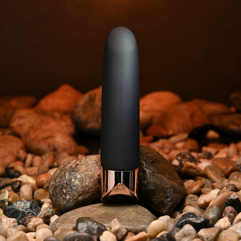 Gender X THE GOLD STANDARD - Black/Rose Gold 10 cm USB Rechargeable Bullet Vibrator for Wellness and Pleasure