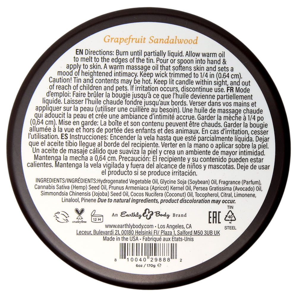 EB Grapefruit Sandalwood Scented Massage Candle – Natural Wax Blend – 170 g
