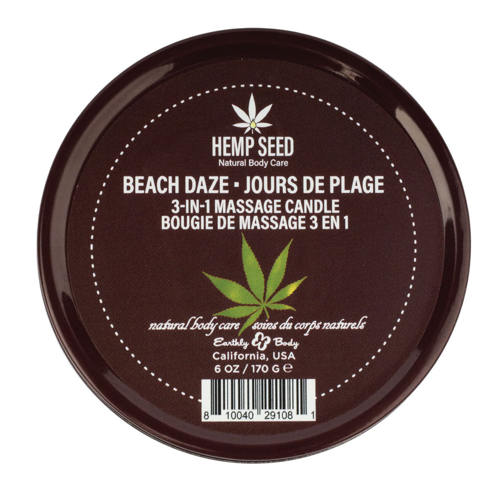 Hemp Seed 3-in-1 Massage Candle - Beach Daze Scent (Coconut & Pineapple) - 170g Body-Safe Wellness Candle