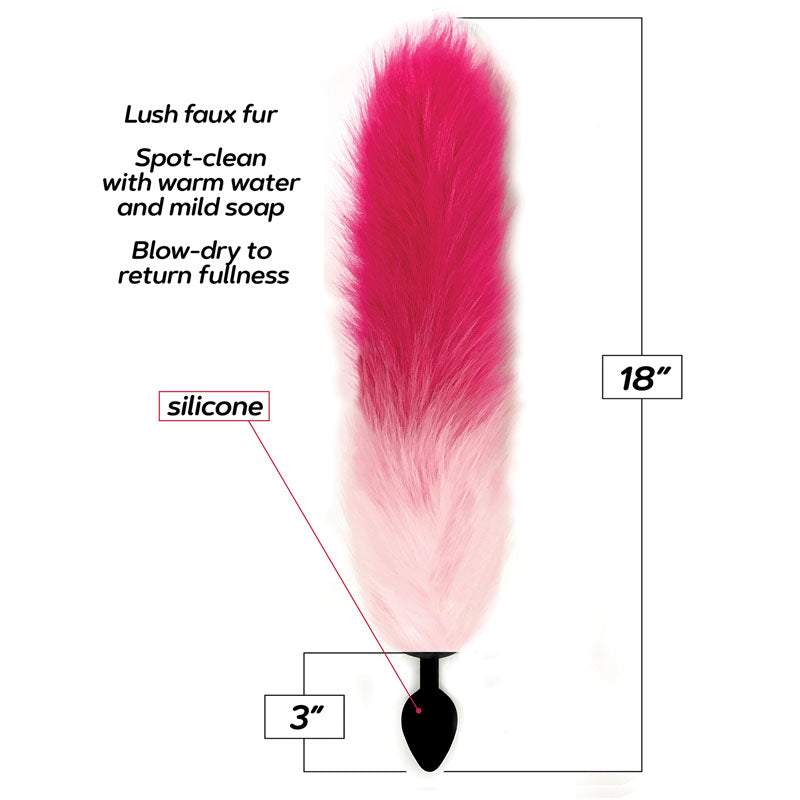 Foxy Fox Tail Silicone Butt Plug - Pink Gradient - 46 cm (Body-Safe, Flexible, Gender-Neutral)