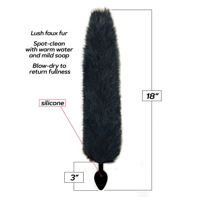 Foxy Anal Toy – Body-Safe Silicone Butt Plug for Personal Pleasure – Black – 46 cm Tail
