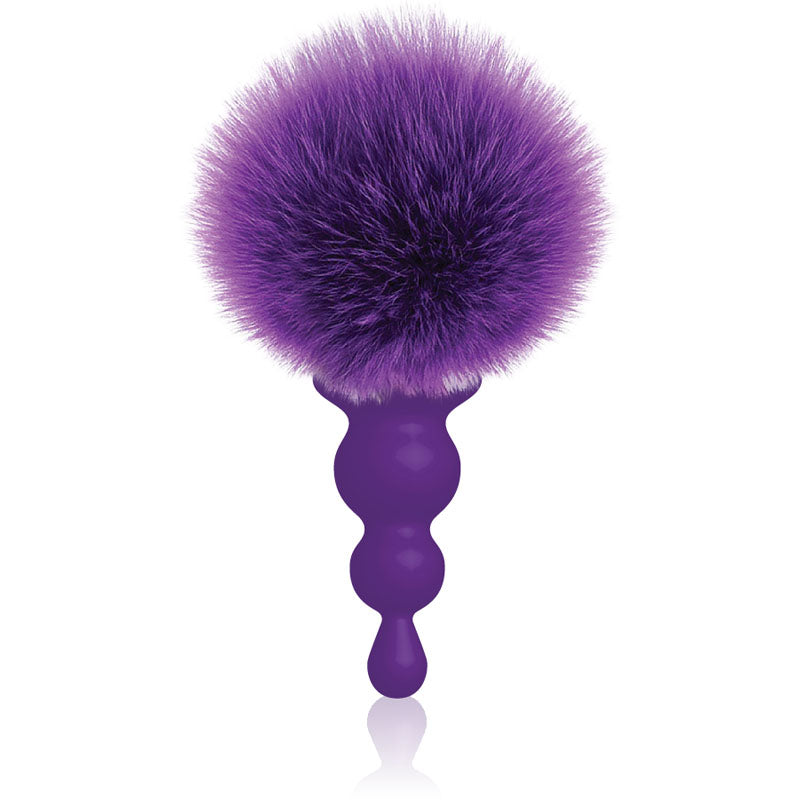 The 9's Cottontails Beaded Butt Plug with Bunny Tail - Purple Body-Safe Silicone Toy (Gender-Neutral, 10 cm)
