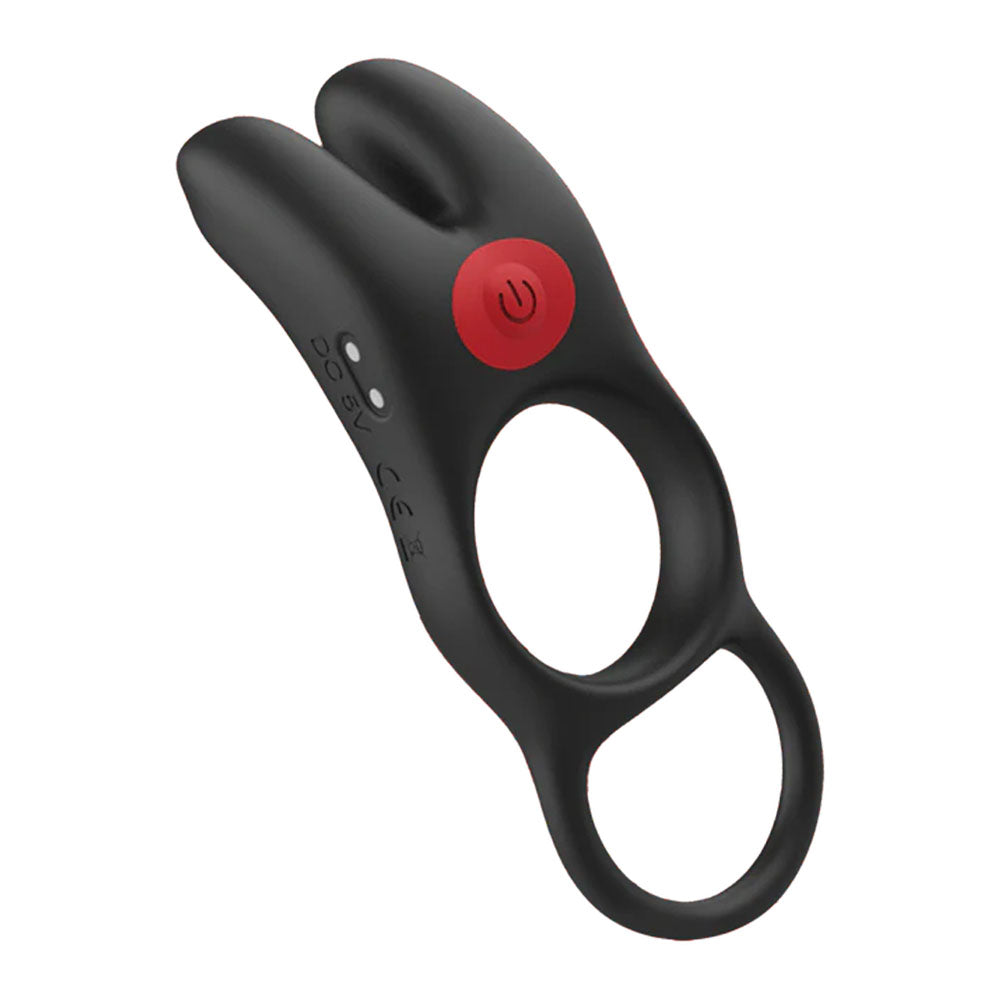 Red Dot Cock Ring – USB Rechargeable, Body-Safe Silicone – Black