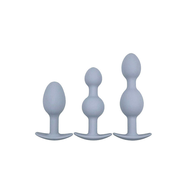 Adam & Eve Anal Toys – Weighted Training Set – Body-Safe Silicone – Grey