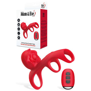 Adam & Eve red vibrating rose couples cage