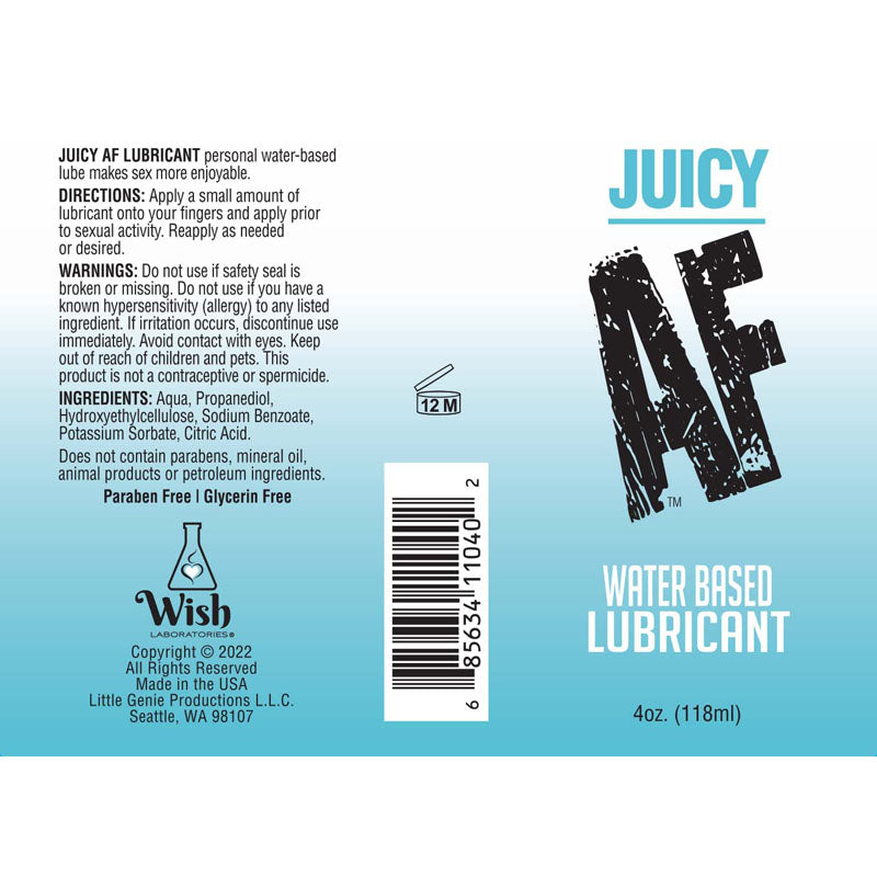 Juicy AF Water-Based Personal Lubricant – 118 ml – Body-Safe, Ultra-Smooth Formula for Enhanced Pleasure