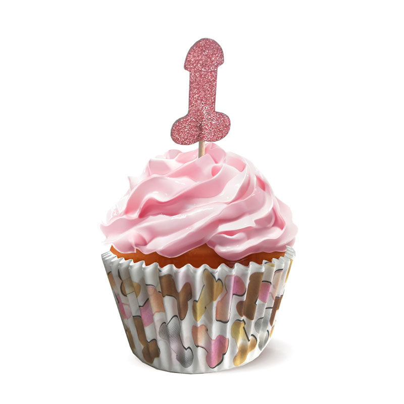 Glitterati - Gender-Neutral Party Cupcake Set - 24 Festive Penis-Themed Cupcake Toppers for Celebrations