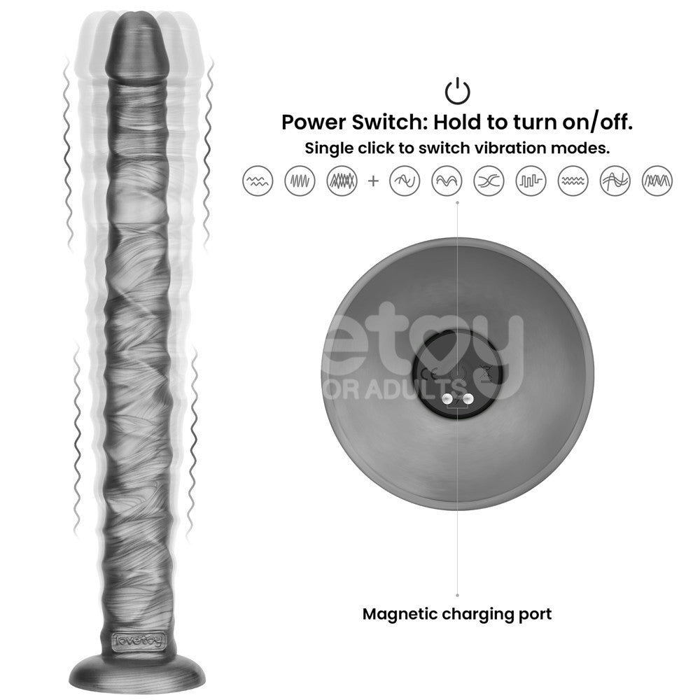 Intimelly DONG – Rechargeable, Body-Safe Silicone – Grey – 40.8 cm