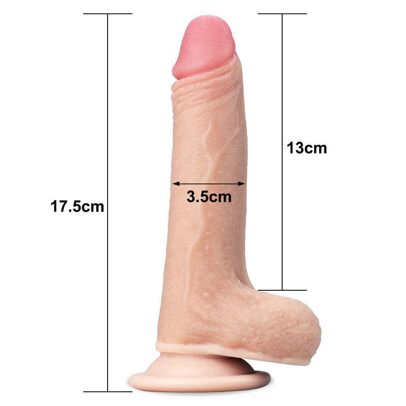 Sliding Skin Dual Layer Dong - Realistic Flesh 17.8 cm (7'') Flexible Silicone Pleasure Toy