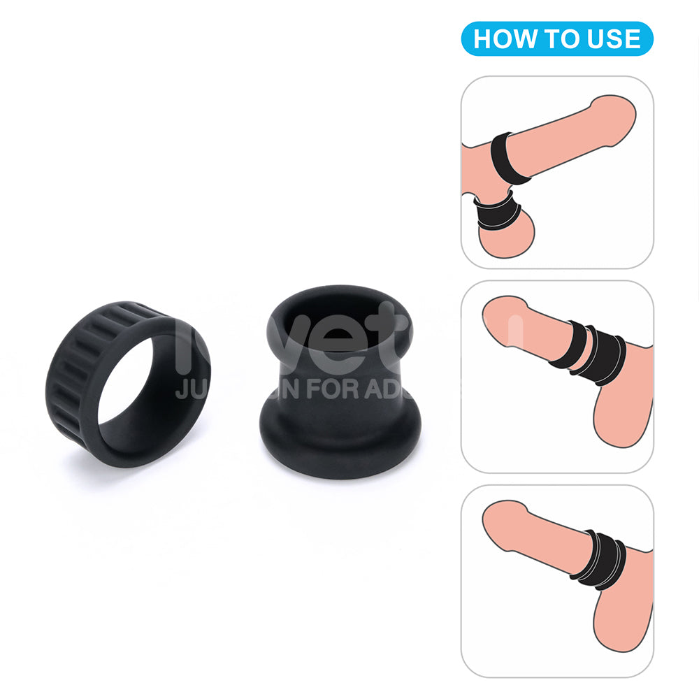 Pinnacle Pro Twin Grip Enhancer – Black Silicone Cock & Balls Ring (Comfort Fit, Adjustable Design)