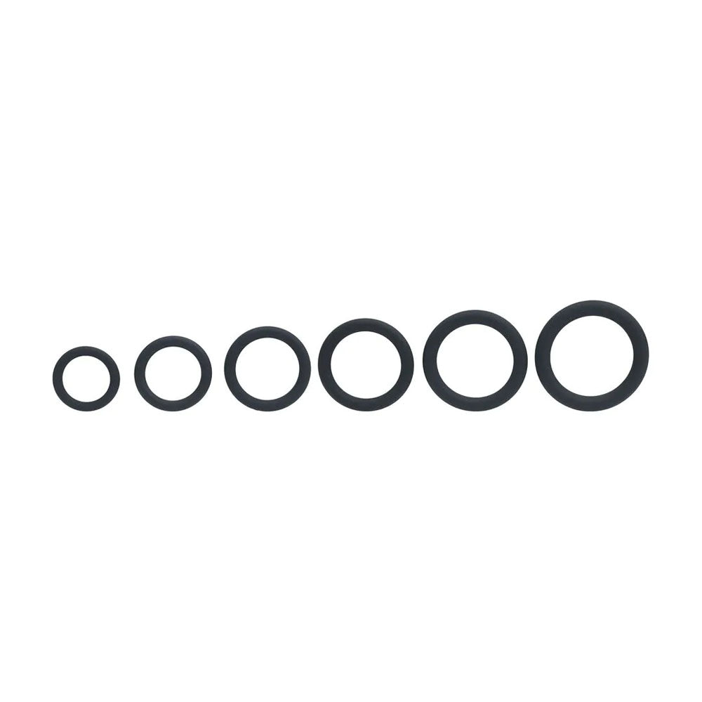 LEVELZ Cock Rings – Body-Safe Silicone – Black – Set of 6 Sizes