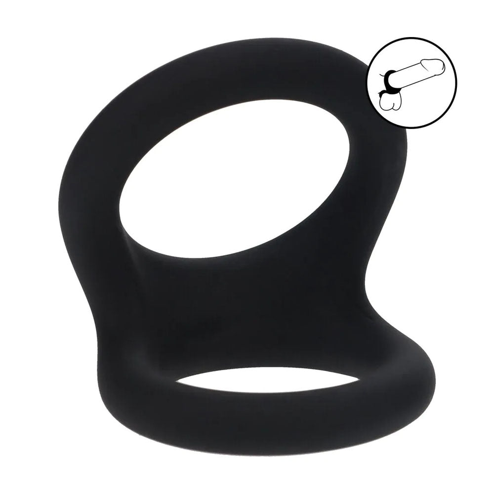 LEVELZ Double O Body-Safe Silicone Cock Ring - Large - Black - Comfortable Cock & Balls Support Ring
