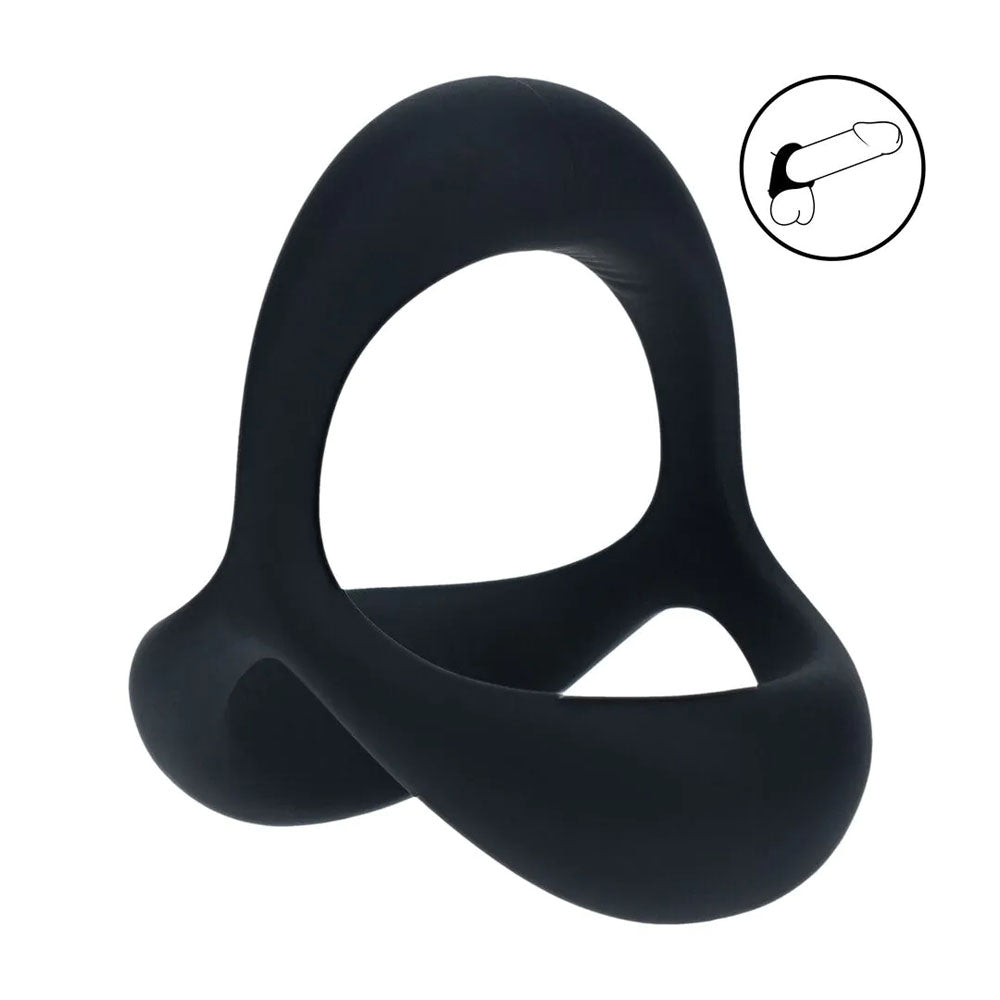 LEVELZ Tri O Ergo Body-Safe Silicone Cock Ring – Black (Comfortable Support for Enhanced Pleasure)
