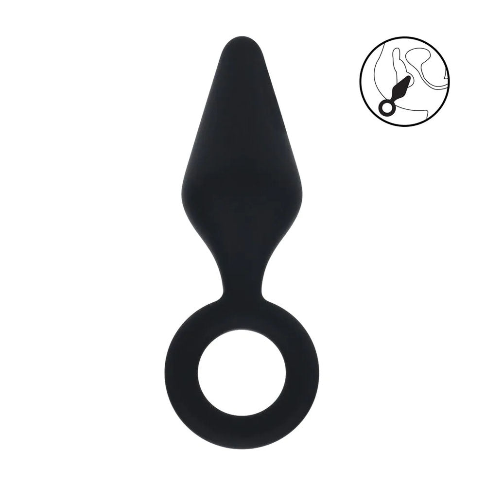 LEVELZ Body-Safe Silicone Anal Plug with Loop - Medium - Black - Comfortable & Versatile Butt Plug for All Users