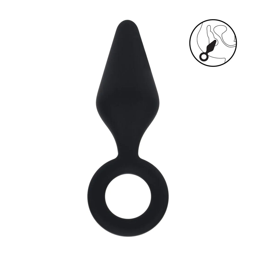 LEVELZ Body-Safe Silicone Anal Plug with Loop – Large Black Butt Plug (Premium Comfort, Easy Grip)