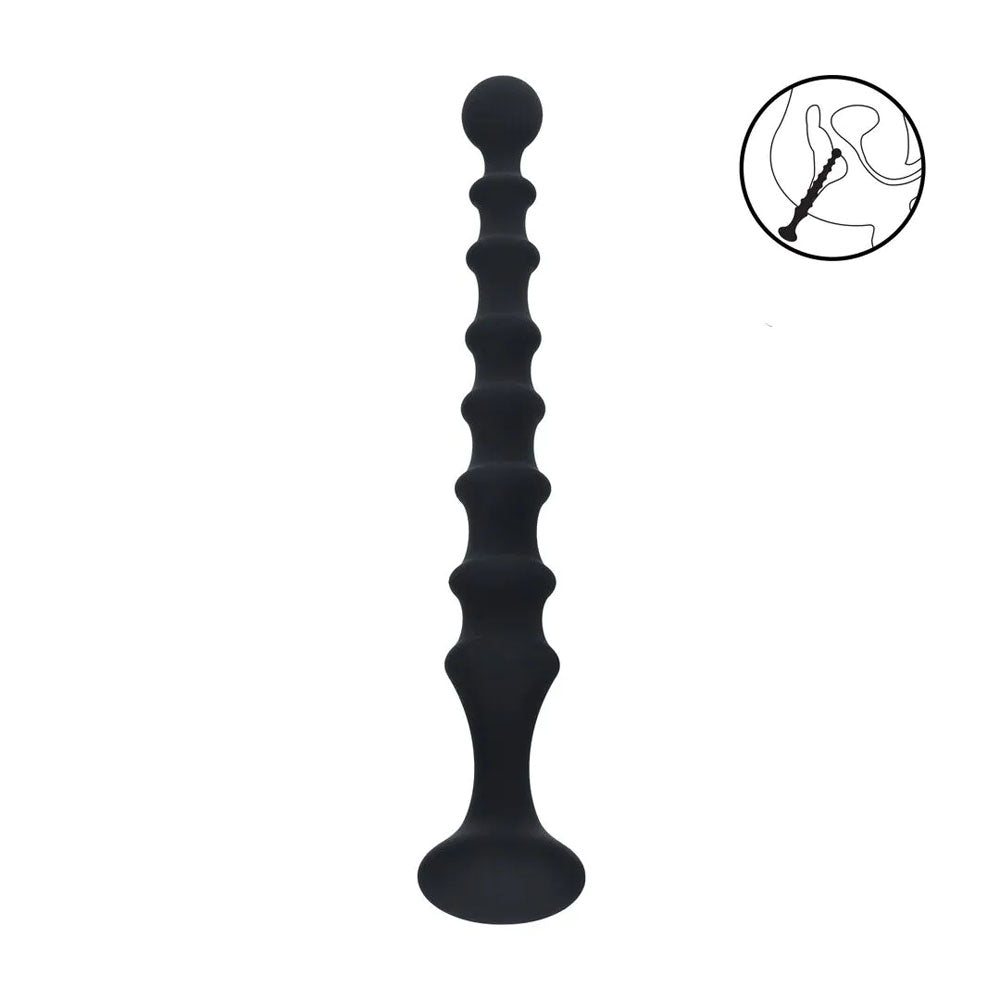 LEVELZ Body-Safe Ribbed Silicone Flared Anal Probe – Black (26.7 cm, USB Rechargeable, Wellness-Enhanced Pleasure)