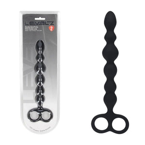 LEVELZ black beaded silicone anal probe with double loop