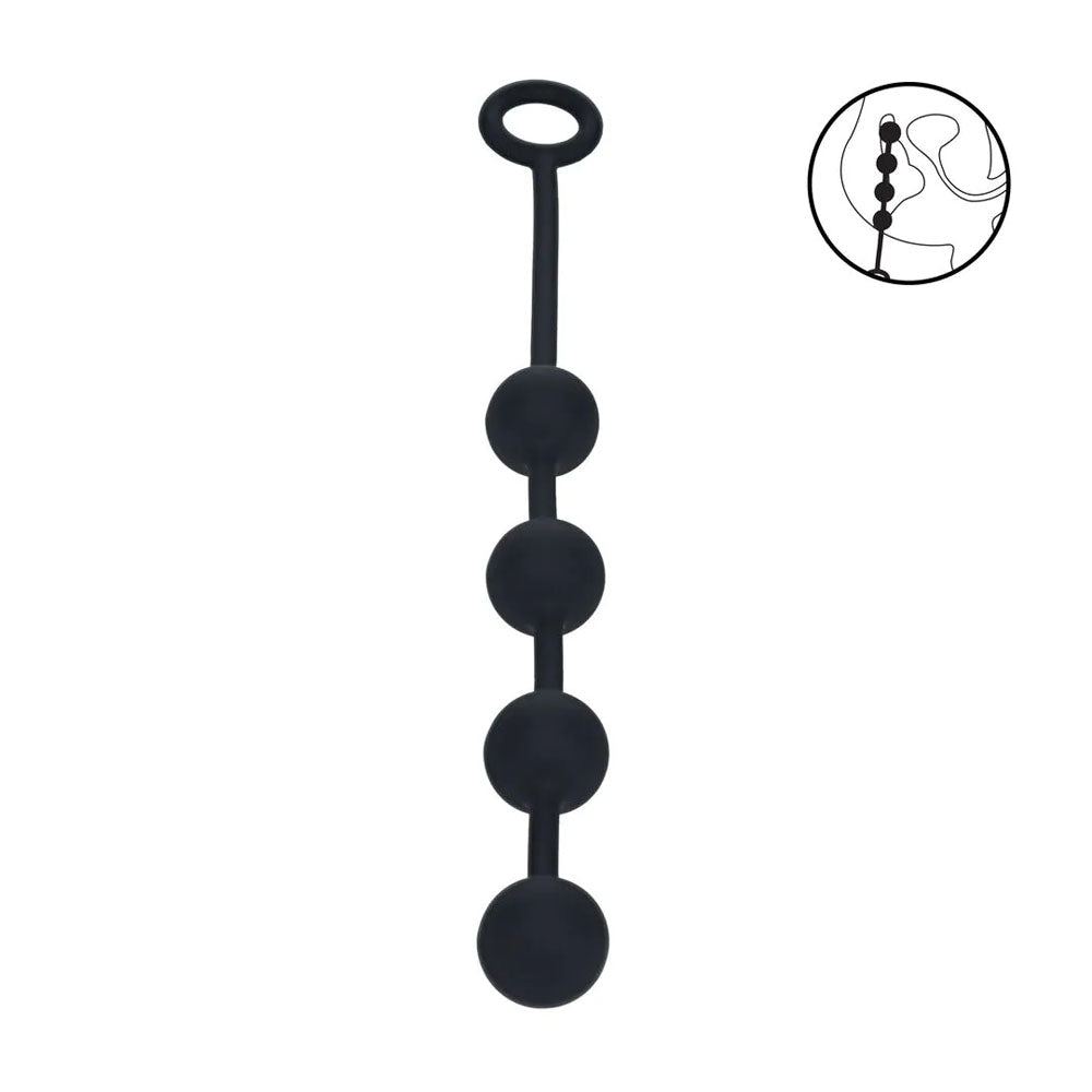 LEVELZ Body-Safe Silicone Medium Anal Balls - 20mm - Black (32 cm, Perfect for All Genders)