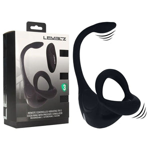 LEVELZ black vibrating Tri-O cock ring with prostate stimulator
