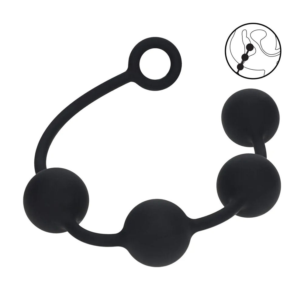 LEVELZ XL Round Anal Beads - 50mm - Black - Body-Safe Silicone - 46.5 cm Length (USB Rechargeable)