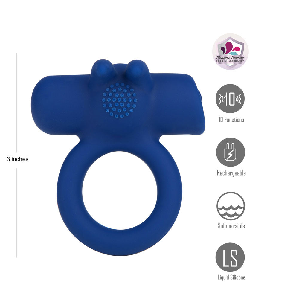 Maia HUXLEY Blue Vibrating Cock Ring - Rechargeable and Powerful