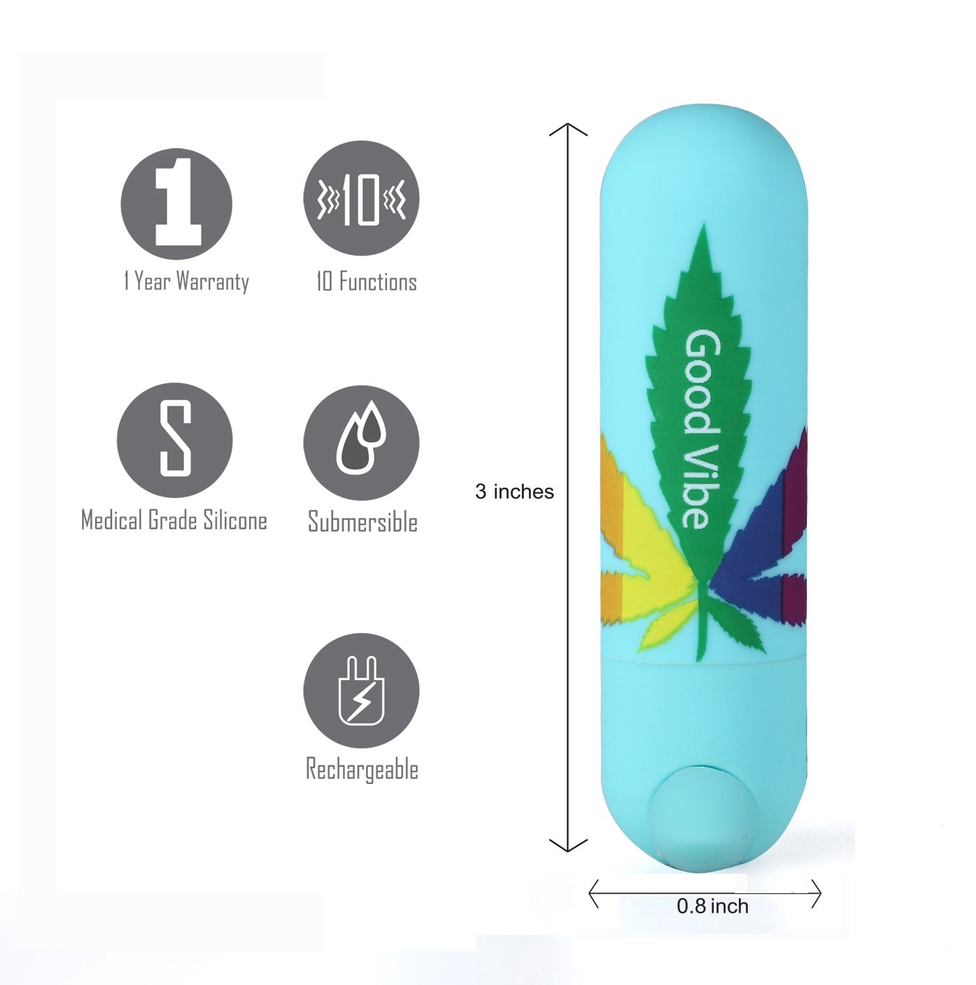 Maia Jessi 420 - Teal USB Rechargeable Bullet Vibrator (7.6 cm, Body-Safe Silicone)