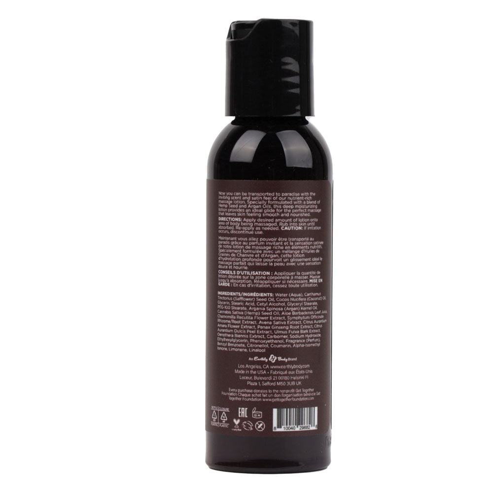 Hemp Seed Massage Lotion - Kashmir Musk Scent (Brandy, Jasmine, Cedarwood Musk) - 59 ml Body-Safe Bottle