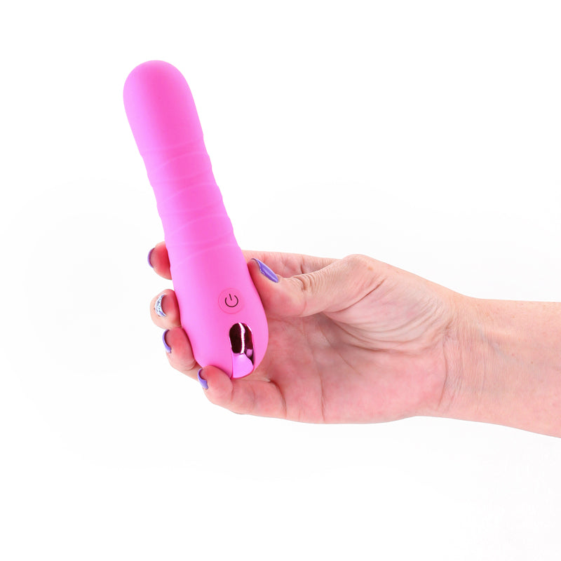 Pretty in Pink Vibrator – USB Rechargeable – Body-Safe Silicone – Pink – 14.3 cm
